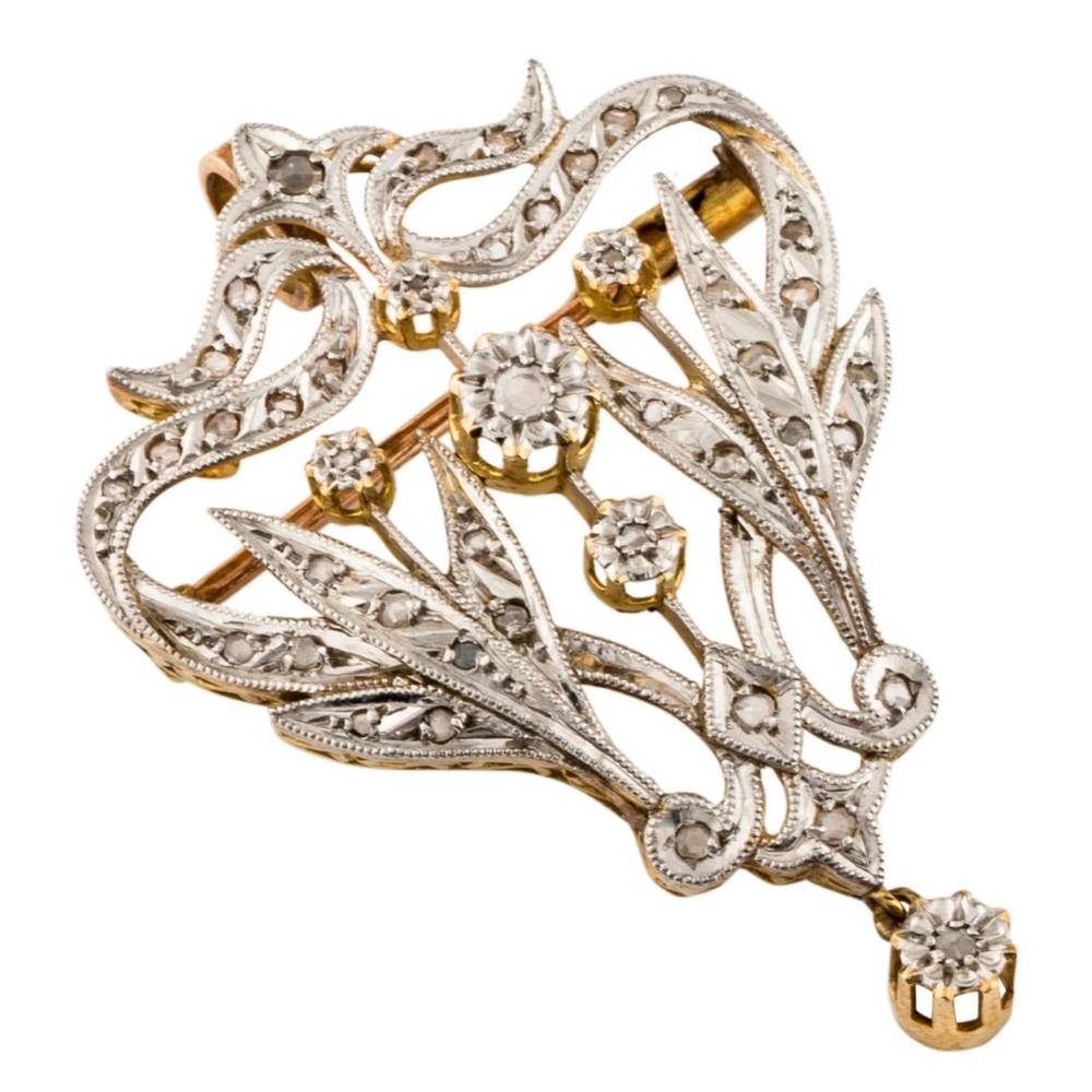 Art Nouveau, stunning vintage 18K gold diamond brooch/pendant. ESTATE FIND! 💎